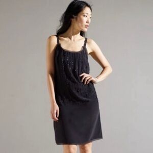 Eileen Fisher black beaded slip dress size 8. NWOT